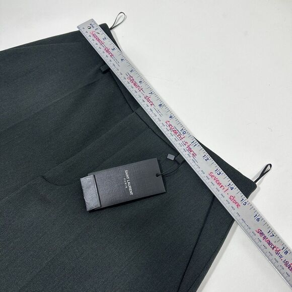 Saint Laurent YSL F40 US 8 Wide Leg Wool Culottes High Rise Dark Green NWT $1390 - Picture 9 of 12